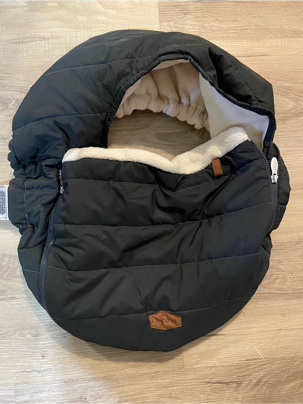 JJ Cole Black Quilted Stroller Footmuff with Cream Lining